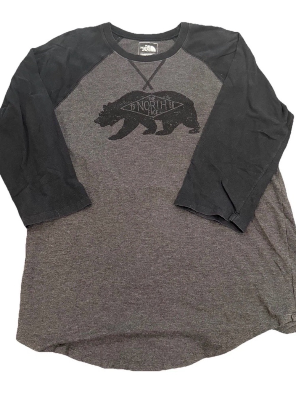The North Face Gray Body with Black Raglan Long Sleeve Shirt
